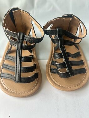 Baby Black Strappy Sandals with Ankle Strap - Comfortable Summer Footwear